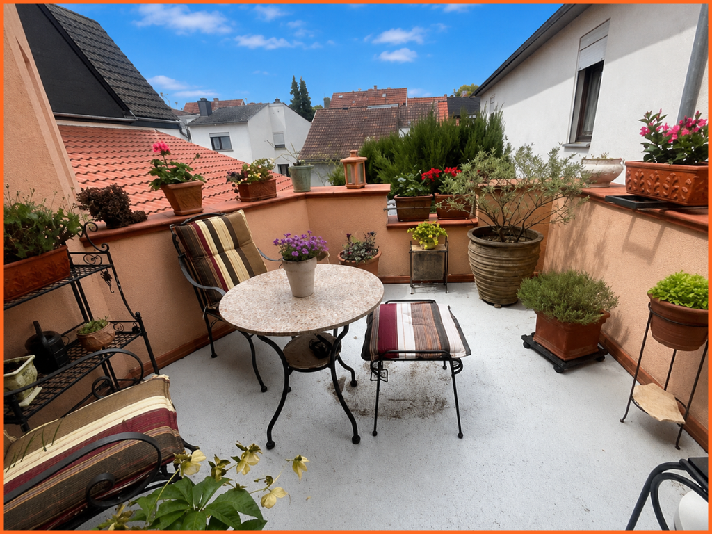 Hier erwartet Sie ein Hauch von südlichen Urlaubsflair: individuell gestaltete 115 m² große Maisonette! - Balkon (9339)